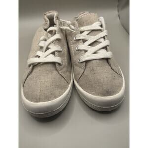 Steve Madden Girl Bailey Shoes Sneakers Womens Size 10 Canvas Slip On Beige